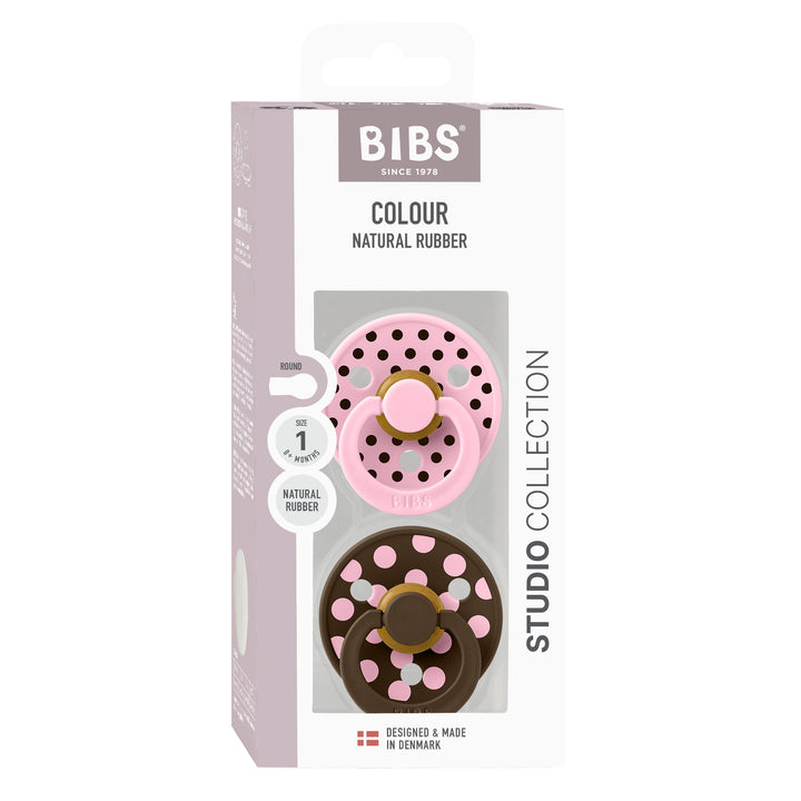 Polka Dots, 2 stk, Baby Pink/Mocha