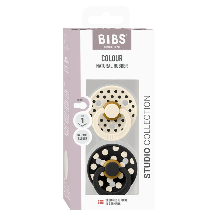 Polka Dots, 2 stk, Ivory/Black